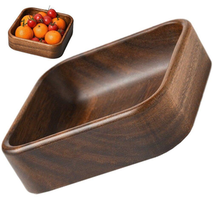 Classic Wood Square Salad Bowl & Fruit/<b>Dessert</b> <b>Box</b> with Design for Desktop decorative fruit and water safe kitchen use - Product Image 1