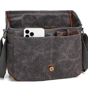 Sac à bandoulière professionnel pour appareil photo reflex numérique en cuir et toile durable avec fermeture éclair, étanche et antichoc LCCB-0006 - Product Image 2