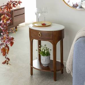 Mesita de noche Vandana Grand Orion en madera de mango y mármol - Product Image 1