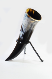 High Quality Viking Drinking Horn Polished Natural Ox Horn horn with metal stand viking horn with brass tip - Product Image 3