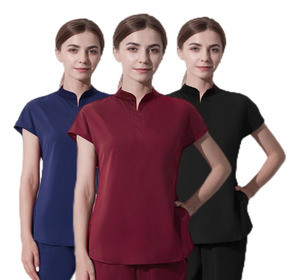 Ensembles d'uniformes professionnels confortables en tissu respirant Spandex/Coton pour hôpitaux, cliniques et personnel soignant (médecins, infirmières) - Vente en gros - Product Image 3
