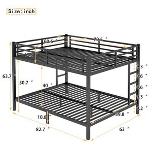 Black Queen Over Queen Metal Bunk <b>Bed</b> for Teens and Adults <b>Space</b> <b>Saving</b> with Noise Reduction No Box Spring Needed - Product Image 3