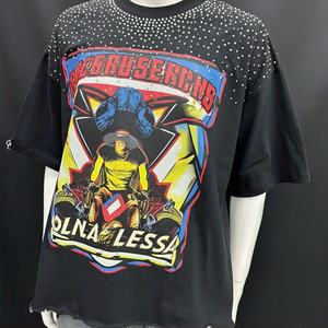 Wholesale Custom Your Brand Logo Rhinestone <b>Tshirt</b> Blank Men T Shirt Plain Casual Men's 100% cotton T-shirt for men loose fit - Product Image 2