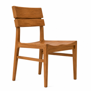 Silla de Comedor Contemporánea de Madera de Teca Sólida, Impermeable y Estable, con Asiento Esculpido y Respaldo de Doble Bloqueo para Uso en Villas y Hoteles - Product Image 3