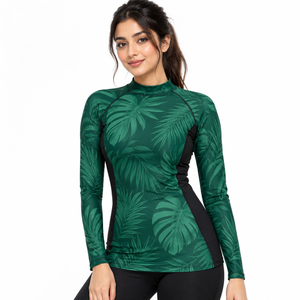 <b>Women</b> <b>Rash</b> <b>Guard</b> Designed With Smooth Polyester Fabric Fabric Flexible Movement Breathable Construction Moisture Wicking - Product Image 2