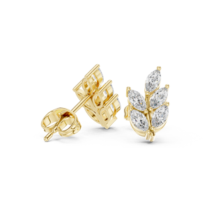 Boucles d'oreilles exclusives multi-pierres avec diamants de laboratoire taille marquise brillants, or jaune 14 carats, bijoux certifiés GRA - Product Image 2