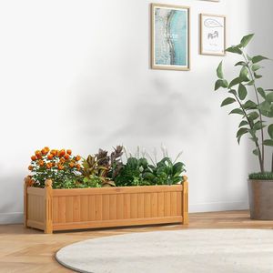 Bac à légumes rectangulaire surélevé en bois avec système de drainage pour la plantation de fleurs et de plantes vertes - Product Image 1