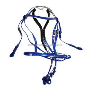 Brida de caballo azul de pvc de primera calidad, con relleno blanco y rizos - Product Image 1