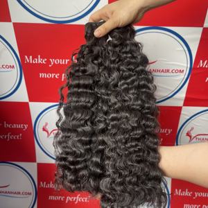 Produit le plus vendu : Extensions de cheveux naturels bouclés birmans noirs, tissage à la machine, sans nœuds, sans perte, super soyeux - Product Image 2