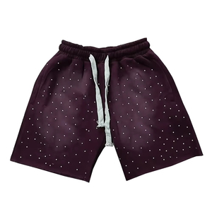 Pantalones Cortos Personalizados Transpirables 100% Algodón de Cintura Media con Cordón para Hombre, Decoraciones de Cristales de Imitación, Ropa para Festivales de Baile y Clubes, ODM - Product Image 1