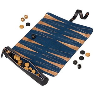 Backgammon de Lujo Portátil Enrollable de Cuero, Juego de Mesa de Viaje de Gamuza con Bolsillo con Cremallera y Dados, Venta al por Mayor - Product Image 1