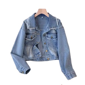 2026 Women's Retro Washed <b>Denim</b> Jacket Loose Cropped Top Large Pocket Casual Eco-Friendly Winter Autumn <b>Coat</b> Wholesale - Product Image 1