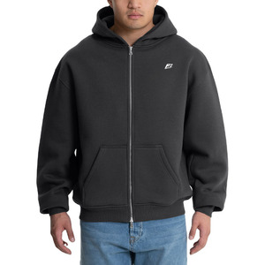 Sweats à capuche zippés épais 450 GSM 100% coton molletonné, logo personnalisé, coupe oversize, streetwear, vente en gros, personnalisation de marque - Product Image 1