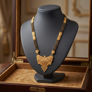 Divyoro Elegant Gold Plated <b>Copper</b> Alloy Mangalsutra Statement Necklace Bead <b>Chain</b> Wing Pattern Women Wedding Ethnic Jewelry - Product Image 2
