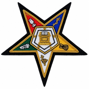 Écusson brodé à la main personnalisé, étoile colorée, fil d'or, badge brodé fait main - Product Image 1