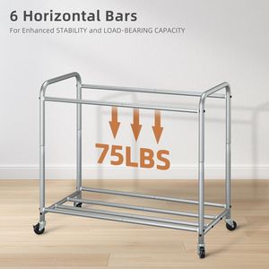 Carrello Portabiancheria a 3 Sezioni con Ruote Bloccabili, Borse Rimovibili, Capacità 35,6 Galloni (135 L), Cesto Portabiancheria, Organizzatore per Lavanderia - Product Image 2