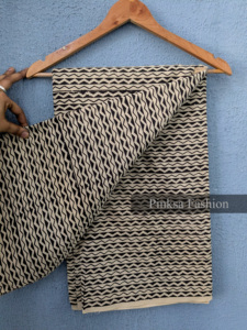 ผ้าฝ้ายแท้ 100% พิมพ์ลายด้วยมือ ลายซิกแซกสีดำ ผ้าลายเชฟรอนอินเดียแบบไจปุรี สำหรับตัดเย็บเสื้อผ้า งานฝีมือ DIY - Product Image 6