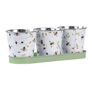 Pot de fleurs en zinc de taille moyenne pour jardin et balcon, imprimé en émail, personnalisable, en métal, type seau - Product Image 5
