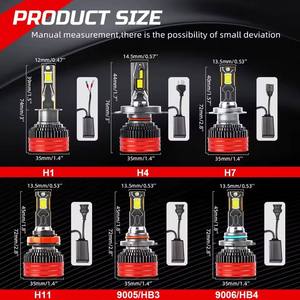 75W LED 헤드라이트 듀얼 튜브 H1 <span class=keywords><strong>H4</strong></span> H7 H11 고출력 전구 6000k 색 온도 새로운 조건 12V 자동차 램프 - Product Image 6