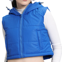Gilet matelassé pour femme, veste sans manches d'hiver, polyester, nylon, fermeture éclair, capuche, gilet rembourré, logo personnalisé, unisexe