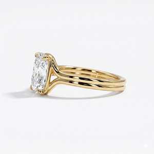 Elongated Cushion Cut Diamond Solitaire Engagement Ring 10K 14K 18K Solid Gold Plated <b>Silver</b> Classic Four Prong <b>Set</b> For Women - Product Image 4