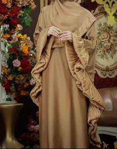 Wholesale Modest Dubai Beaded Sequined Long Sleeve <b>Abaya</b> Muslim Traditional Handmade Wedding Women Polyester Breathable V Neck - Product Image 5