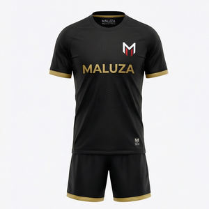 Ensemble de maillot et short de football noir et or de qualité supérieure, logo personnalisé, uniforme d'entraînement de football, vêtements de sport pour hommes - Product Image 1