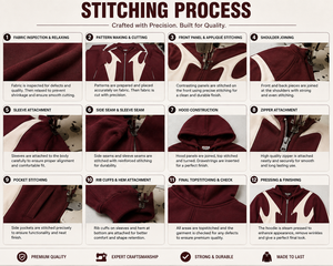 Voxstyle <b>Men's</b> <b>Burgundy</b> Zip-Up <b>Hoodie</b> Color Blocking Streetwear Regular Fit Cotton Fleece Autumn Wear - Product Image 6