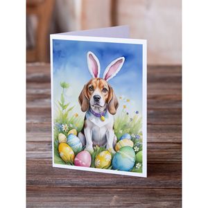 Whimsical A7 Tamaño 5x7 Beagle Easter Egg Hunt Tarjetas de notas en blanco Paquete de 8 con sobres para saludos - Product Image 2