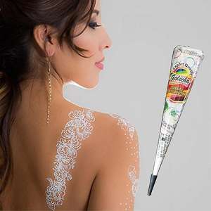 Golecha Herbal <b>White</b> Henna Cone&Tube Semi-Permanent <b>Body</b> Art Smooth&Free Flowing Premium Grade Bulk Packing for Theme Beach - Product Image 3