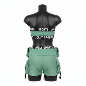 Conjunto de Bikini Deportivo para Mujer, Poliéster Suave GSM con Spandex, Paneles Laterales de Malla Verde y Negra, Logotipo Personalizado, Conjunto de Bikinis para Mujer - Product Image 2