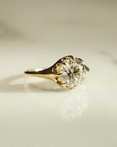 Anillo de Diamantes de Corte Redondo de 2.02CT Estilo Vintage para Mujer, Cultivados en Laboratorio, con Oro Sólido de 14K, Regalo de Propuesta para Novias - Product Image 2
