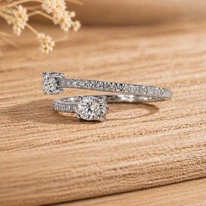 Bague Solitaire Ouverte Ajustable en Or Massif 10K 14K 18K avec Diamant de Laboratoire Certifié IGI (Ovale et Rond) – Alliance de Mariage Unique – Vente en Gros - Product Image 3