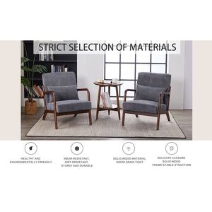 Poltrona Moderna Mid-Century con Struttura in Legno Massello e Cuscino per Soggiorno e Lettura, Sedia Imbottita - Product Image 4