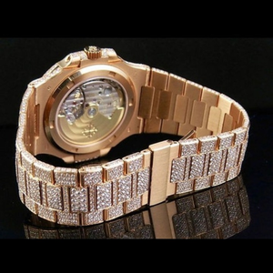 Reloj de Diamantes Incoloros Cultivados en Laboratorio de Alta Calidad, Automático, Mecánico, Estilo Ejecutivo, Oro Blanco, 20 mm, Estilo Hip Hop, con Incrustaciones de Diamantes DEF - Product Image 3