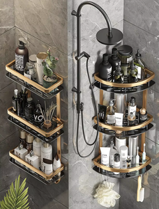 Étagère d'angle triangulaire moderne en métal OEM/ODM, sans perçage, murale, réglable, étanche, pour salle de bain et cuisine - Product Image 1