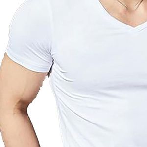 <b>Mens</b> <b>V</b> <b>Neck</b> <b>T</b> <b>Shirts</b> 100% Cotton Solid Casual Short Sleeve Breathable Eco-Friendly Everyday Wear - Product Image 4