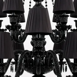 Lustre en cristal importé, 48 lumières, luxe, cristal noir, luminaire suspendu moderne pour hôtel, villa, maison - Product Image 3