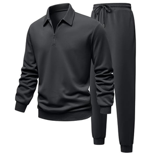 Custom Logo Halp Zip <b>Sweater</b> Sweatshirt and Sweatpants Set <b>Fleece</b> Fabric High Neck Quarter Zip Long Sleeve Sweatshirt for Men - Product Image 6