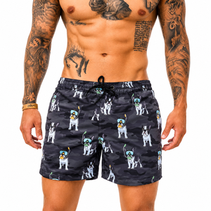 Men's <b>Black</b> French Bulldog Snorkeling Print <b>Board</b> Shorts Quick Dry Drawstring Casual Swim Trunks Short Length - Product Image 3