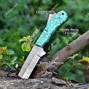 Couteau Bull Cutter au meilleur prix, style cowboy, lame fixe en acier Damas, pour la chasse et le camping, avec fourreau en résine et cuir, OEM/ODM, faibles MOQ, UA - Product Image 5