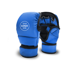 Custom Black Leather MMA Gloves Half Finger Velcro Closure For Adults Martial Arts Training <b>Gear</b> - Product Image 1