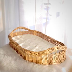 Cesta de mimbre tejida para cambiar pañales, cesta portátil de mimbre para bebés, bandeja de almacenamiento para habitación de bebé, suministro para guardería. - Product Image 2