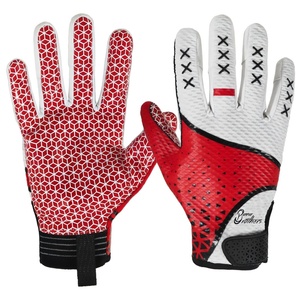Guantes de fútbol americano unisex en blanco y negro – Cuero de primera calidad con diseño antideslizante de silicona - Product Image 2