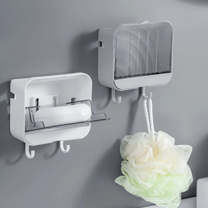Eco Friendly Square Plastic Stand Bathroom <b>Soap</b> <b>Holder</b> Dish with Drain Dustproof - Product Image 1
