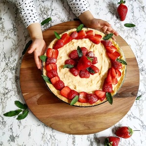 Wood Double Tier Rotating Tray Smooth-Spin Lazy Susan for Tabletop <b>Spice</b> Serving - Product Image 2