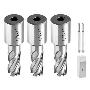 Set di 5 frese anulari per trapani magnetici con attacco Weldon, profondità di taglio 1/2 pollice, 3 frese HSS, 2 pezzi - Product Image 1
