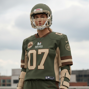 ชุดยูนิฟอร์มอเมริกันฟุตบอลแบบสั่งทำพิเศษสำหรับทีม  ชุดเสื้อคอวีผ้าตาข่ายระบายอากาศได้ดี  แผงข้างยืดหยุ่นสูงสำหรับผู้เล่น - Product Image 6