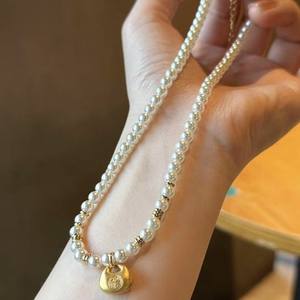 สร้อยคอไข่มุกแก้วสไตล์จีนโบราณ แฟชั่นใหม่ สร้อยคอไข่มุกประดับตัวสำหรับผู้หญิง - Product Image 2