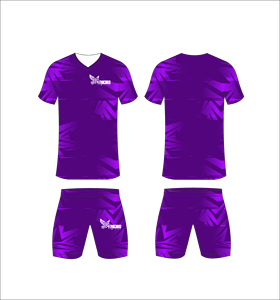 Conjunto de Uniforme de Fútbol Sublimado Personalizado, Patrón Geométrico en Degradado Morado, Transpirable, de Secado Rápido, para Hombres y Niños - Product Image 1